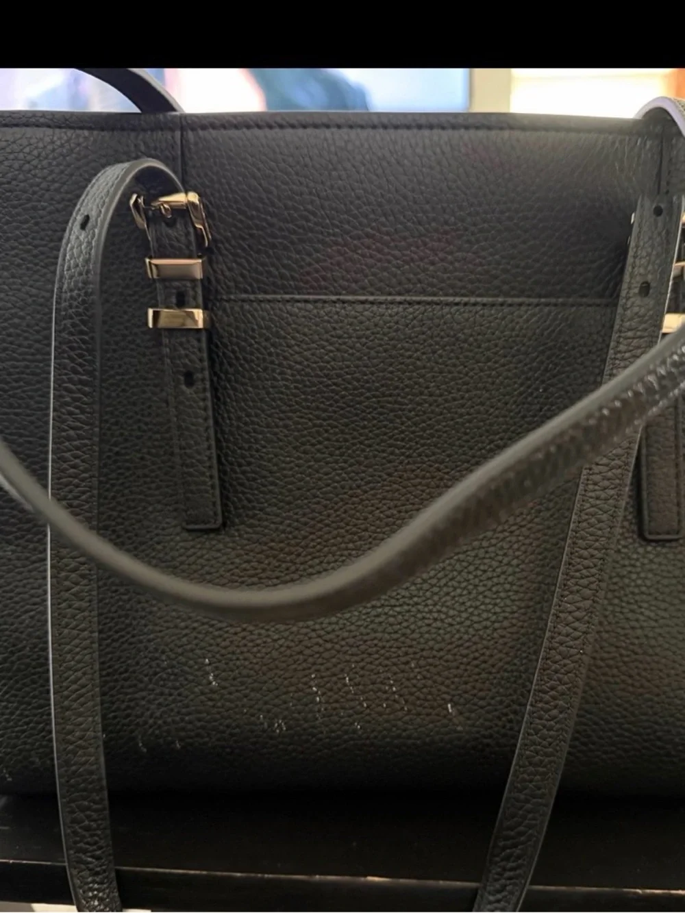 Michael Kors Black Pebbled Leather Tote with Gold Logo
